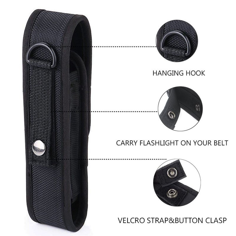 AuKvi 2 Pcs Flashlight Holster Pouch Holder Flash Light Belt Pouch Carry Case for 5"-7" Tactical Flashlight with Stretch Capability - Image 2